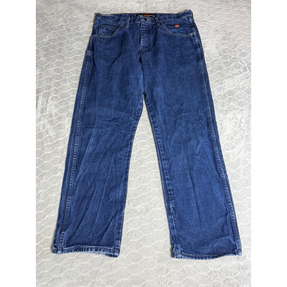 Wrangler FR Flame Resistant Relaxed Fit Jeans 35x32 Dark Wash FR31MWZ CAT 2